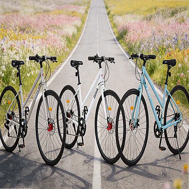 7Speed Hybrid Bike Disc Brake City Road Bicycle for Men Women Urban Commute Ride