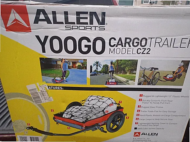 Bicycle Cargo Trailer YOOGO by Allen Sports CZ2 model 2800 cubic inch capacity