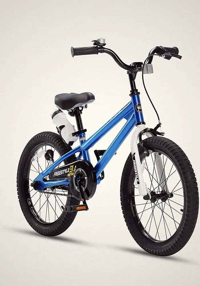Boys Girls Freestyle Bicycle 18 in Wheel Size Blue Bike With Kickstand (a) D16
