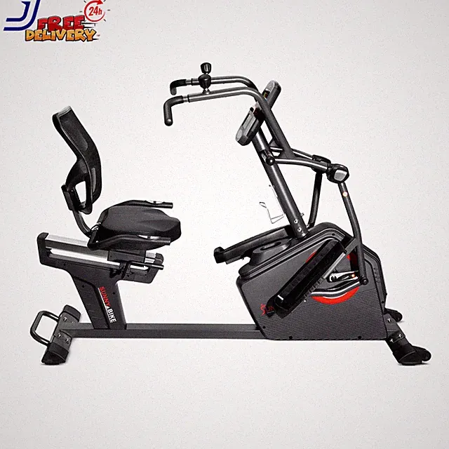 Electromagnetic Recumbent Cross Trainer Exercise Elliptical Bike W/Arm Exerciser