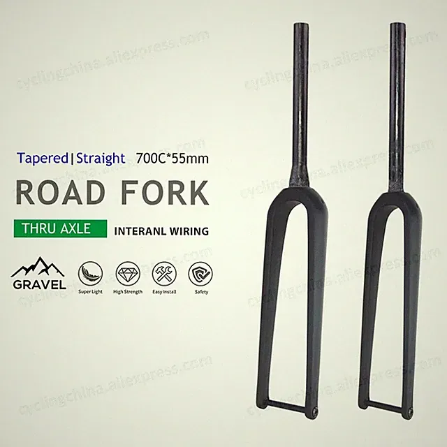 Gravel Bike Carbon Hard Fork Thru Axle 700C Gloss/Matte Road Bicycle Rigid Fork