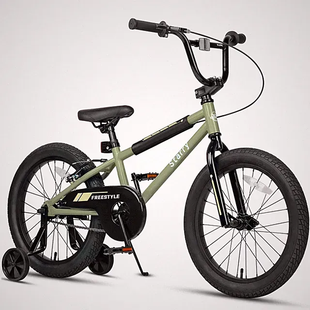 Kids Bike 18 Inch BMX Style Training Wheels Coaster Brake Army Green cubsala